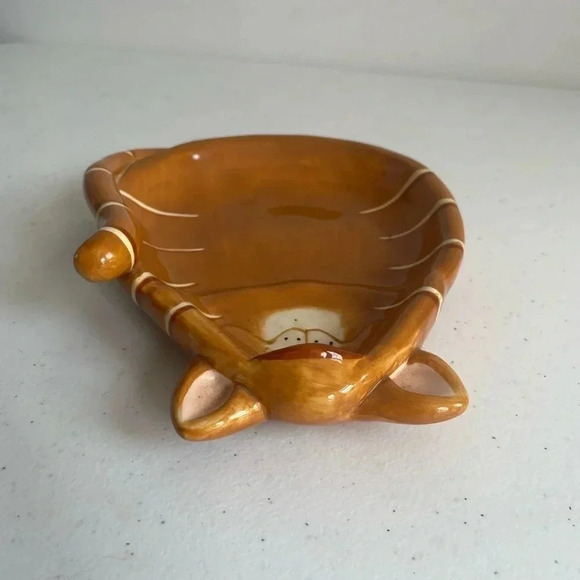 Russ Berrie - Alley‎ Katz Ceramic Hand Painted Cat Candy Dish Orange 7x5.5” EUC! - Picture 4 of 6